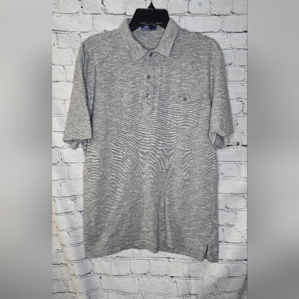 johnnie-O Heather Gray Short‎ Sleeve Polo Size Large